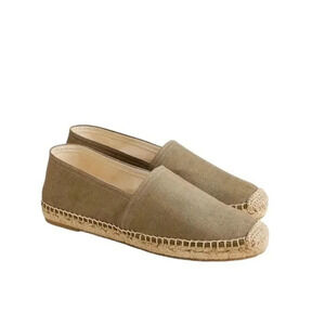 J. Crew Linen Made in Spain Espadrille Green Size 6.5 NWT